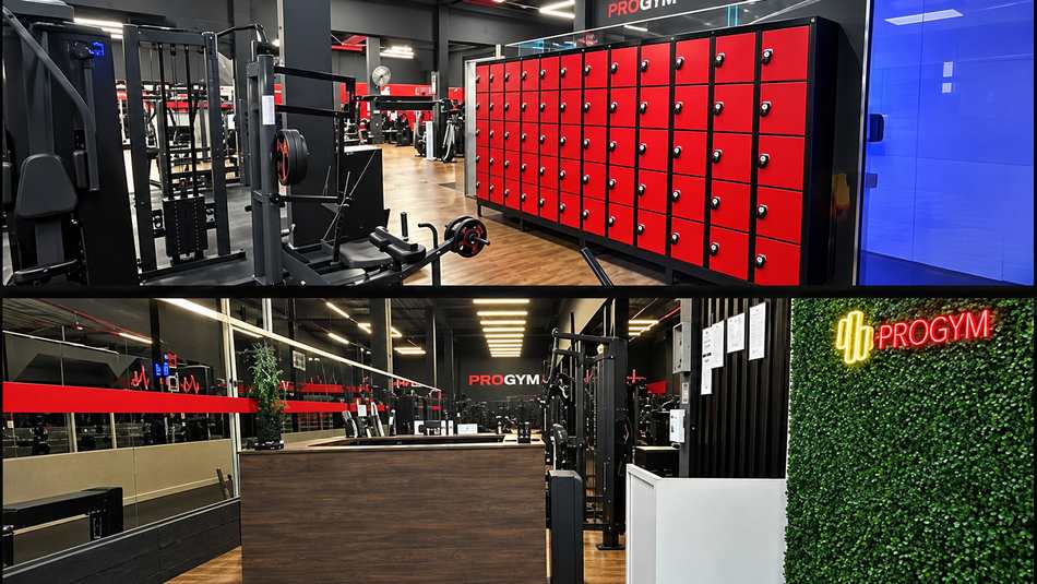 Recepção e armários na PROGYM